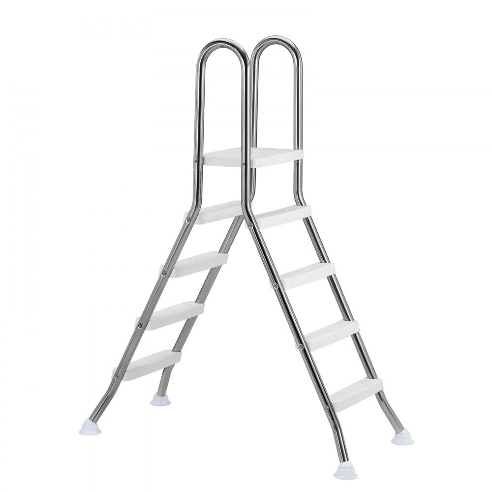 VEVOR Above Ground Pool Ladder, Stainless Steel A-Frame Swimming Pool Stairs for 49.2 in High Wall, 330 lbs Capacity Heavy Duty Entry/Exit Steps with Secure Non-Slip 4 Steps and Platform, Silver