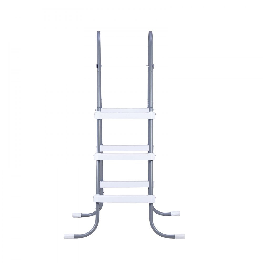 VEVOR Above Ground Pool Ladder, 3-Step Steel A-Frame Swimming Pool Stairs for 42 in High Wall, 300 lbs Capacity Entry/Exit Steps with Secure Non-Slip Sturdy Wide Step, Easy Setup, Gray & White