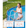 VEVOR Above Ground Pool Ladder, 3-Step Steel A-Frame Swimming Pool Stairs for 36 in High Wall, 300 lbs Capacity Entry/Exit Steps with Secure Non-Slip Sturdy Wide Step, Easy Setup, White & Blue