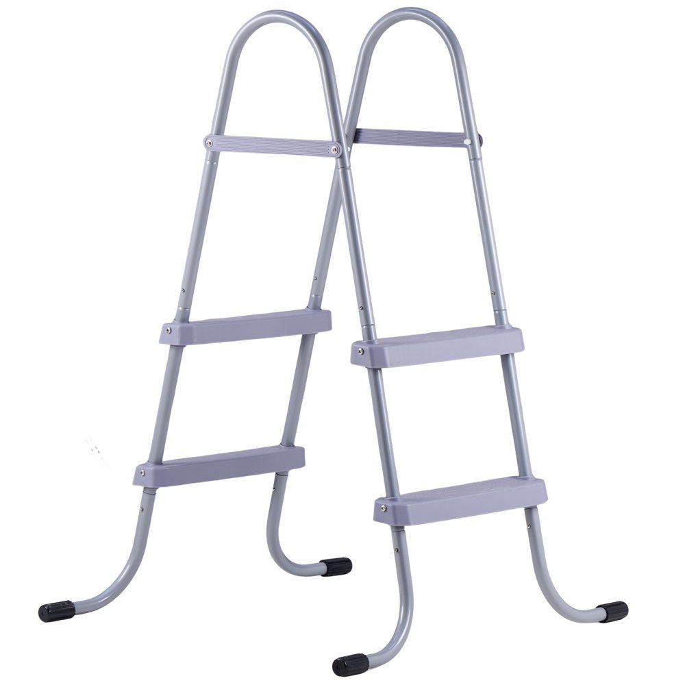 VEVOR Above Ground Pool Ladder, 2-Step Steel A-Frame Swimming Pool Stairs for 33 in High Wall, 300 lbs Capacity Entry/Exit Steps with Secure Non-Slip Sturdy Wide Step, Easy Setup Outdoor, Gray