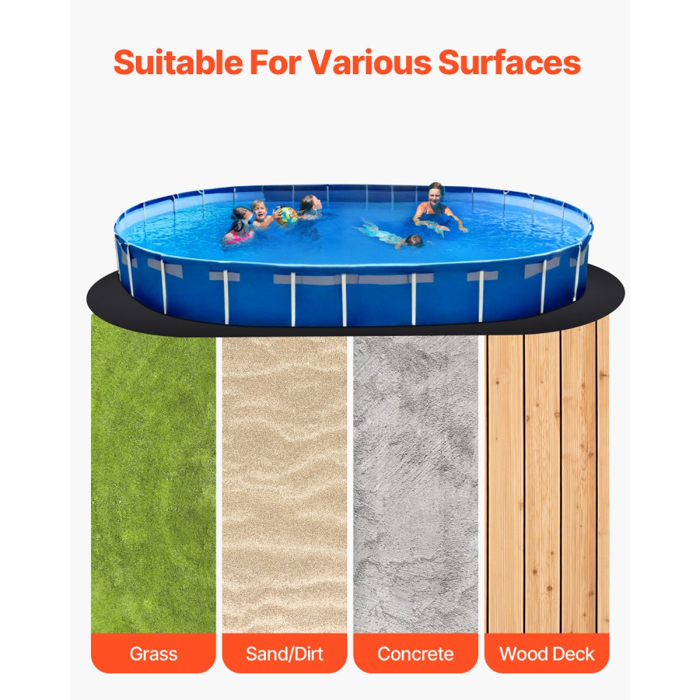 VEVOR Oval Pool Liner Pad, 12 x 24 ft Pool Liner Pad for Above Ground Swimming Pools, Extra-Thick Pool Mat, Prevents Punctures, Recycled Geotextile Material Underlayment Pad, Extend Liner Life
