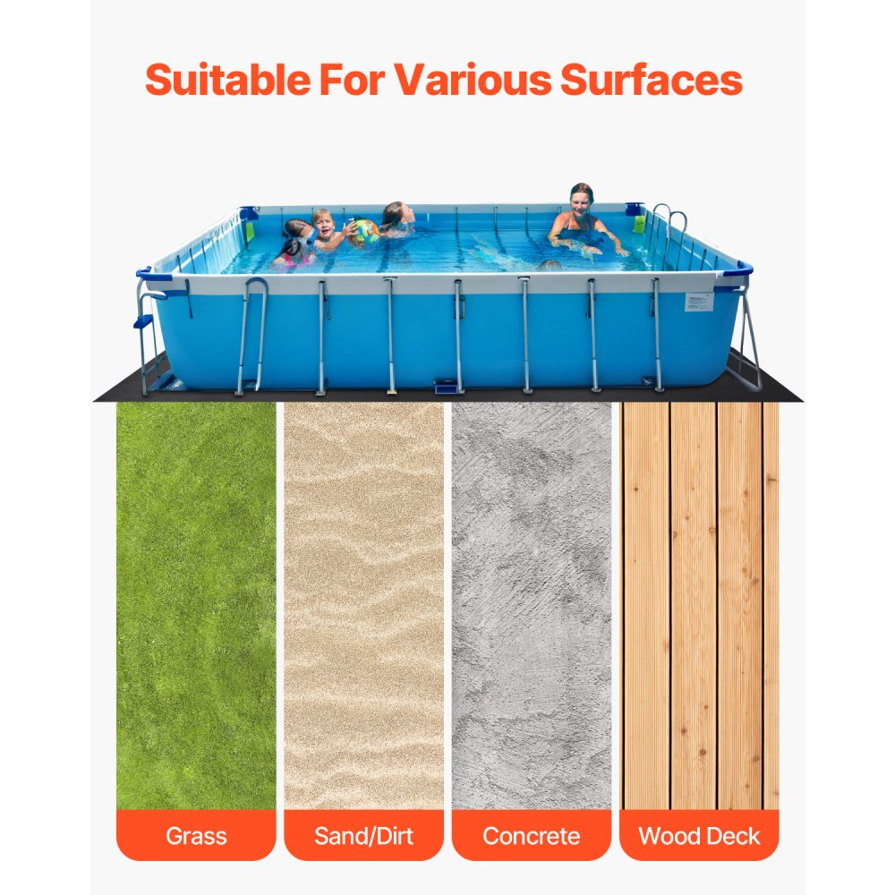 VEVOR Rectangle Pool Liner Pad, 16 x 32 ft Pool Liner Pad for Above Ground Swimming Pools, Extra-Thick Pool Mat, Prevents Punctures, Recycled Geotextile Material Underlayment Pad, Extend Liner Life