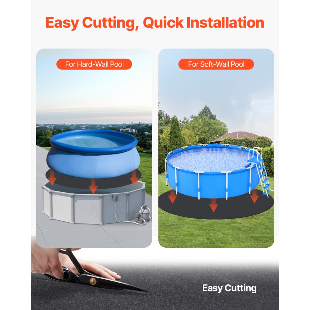 VEVOR 21ft Round Pool Liner Pad, Pool Liner Pad for Above Ground Swimming Pools, Extra-Thick Pool Mat, Prevents Punctures, Recycled Geotextile Material Underlayment Pad, Extend Liner Life