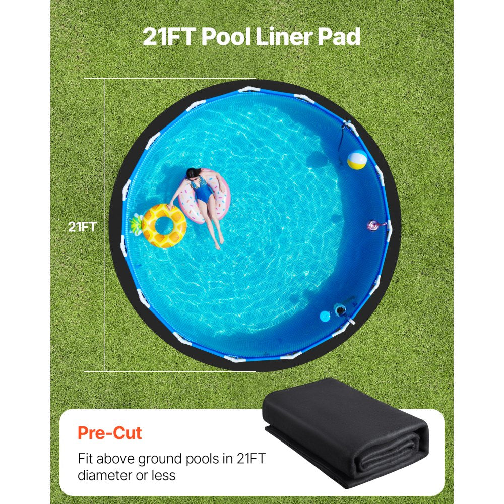 VEVOR 21ft Round Pool Liner Pad, Pool Liner Pad for Above Ground Swimming Pools, Extra-Thick Pool Mat, Prevents Punctures, Recycled Geotextile Material Underlayment Pad, Extend Liner Life
