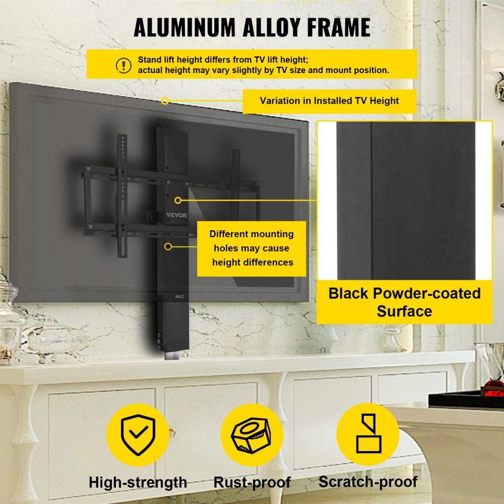 VEVOR Automated TV Elevator for Up to 50" Screens, 28" Stroke with Adjustable Height from 38" to 65", Remote Controlled, Supports up to 132 lbs