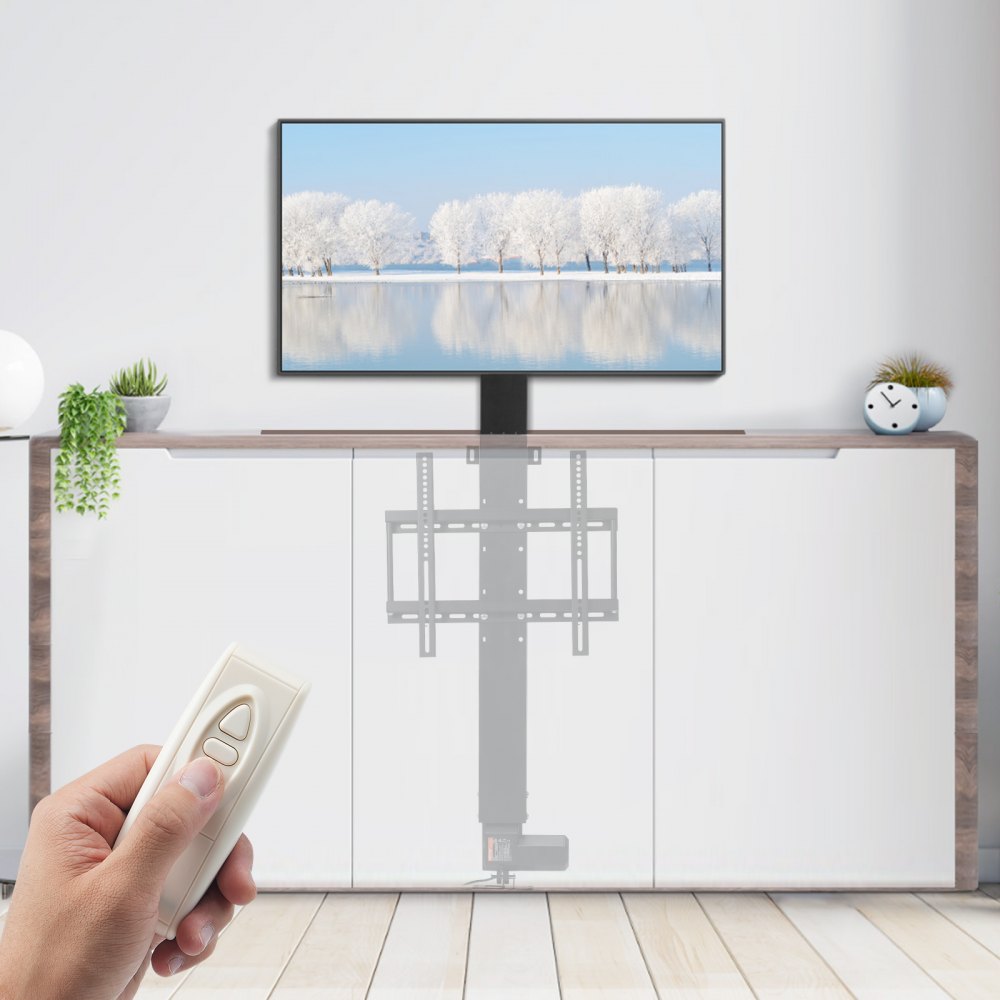 VEVOR Automated TV Elevator for Up to 50" Screens, 28" Stroke with Adjustable Height from 38" to 65", Remote Controlled, Supports up to 132 lbs