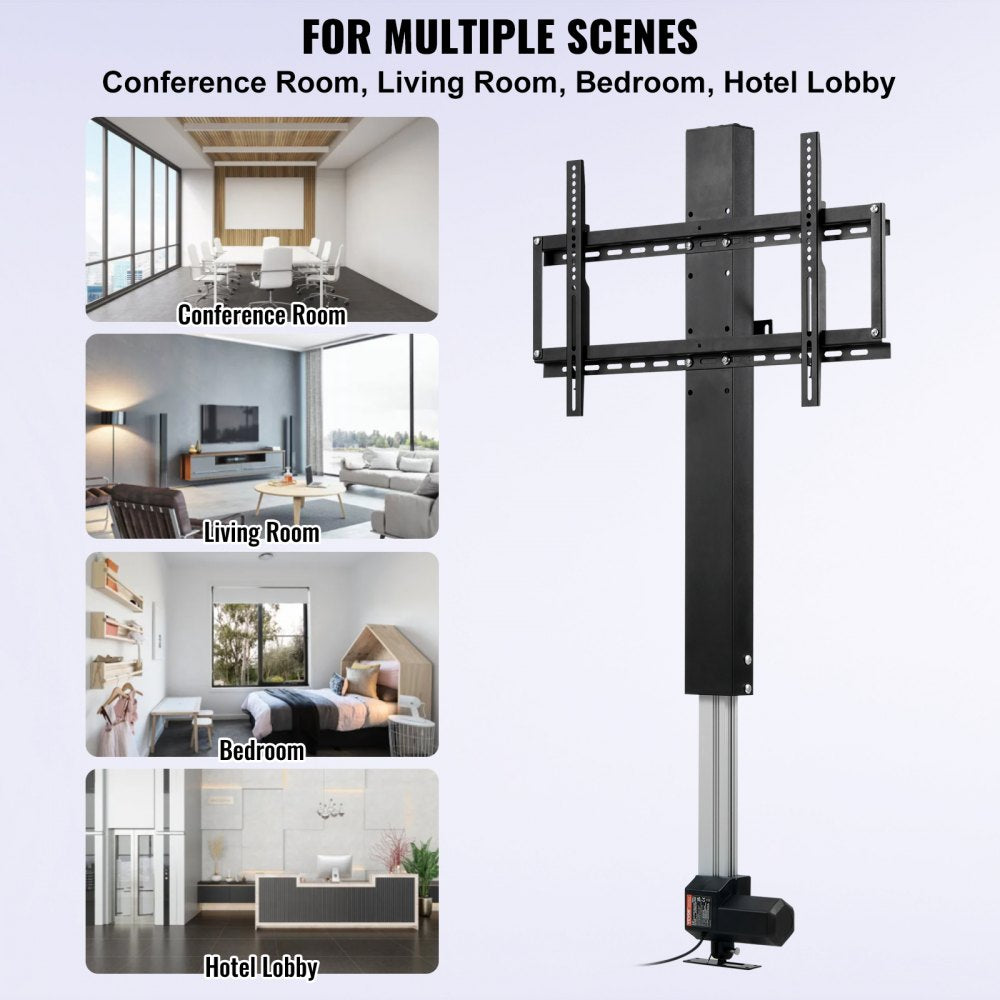 VEVOR Automated TV Elevator, 31" Stroke for Up to 60" Screens, Adjustable Height 42"-73", Remote Controlled, Supports 132 lbs