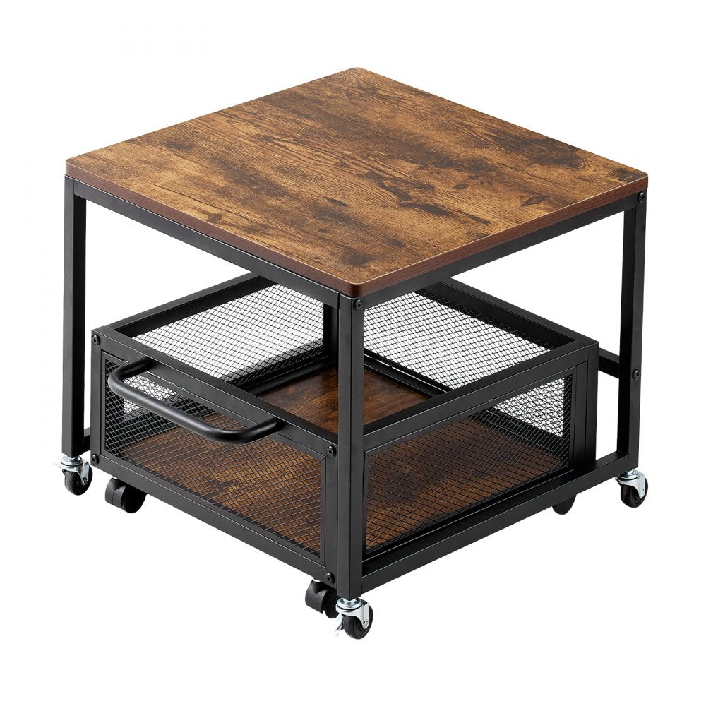 VEVOR Mini Fridge Stand with Storage, 198 lbs Mini Fridge Table with Movable Storage Cart & Swivel Wheels, Beverage Refrigerator Stand for Coffee Bar, Mini Fridge Organizer for Home Dorm, Light Brown