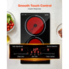 VEVOR Electric Cooktop 12inch 2 Burners Portable Stove Top 1800W 120V, Ceramic Countertop/Built-in Radiant Electric Stove, with 9 Power Levels, Timer, Child Lock, Over-Heat Guard, Touch Control