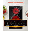 VEVOR Electric Cooktop 12inch 2 Burners Stove Top 3000W 220V No Plug, Ceramic Built-in Radiant Electric Stove, with 9 Power Levels, Timer, Child Lock, Over-Heat Guard, Touch Control
