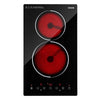 VEVOR Electric Cooktop 12inch 2 Burners Stove Top 3000W 220V No Plug, Ceramic Built-in Radiant Electric Stove, with 9 Power Levels, Timer, Child Lock, Over-Heat Guard, Touch Control