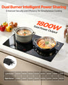 VEVOR Electric Cooktop 24inch 2 Burners Portable Stove Top 1800W 120V, Ceramic Countertop/Built-in Radiant Electric Stove , with 9 Power Levels, Timer, Child Lock, Over-Heat Guard, Touch Control