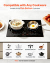 VEVOR Electric Cooktop 24inch 2 Burners Portable Stove Top 1800W 120V, Ceramic Countertop/Built-in Radiant Electric Stove , with 9 Power Levels, Timer, Child Lock, Over-Heat Guard, Touch Control