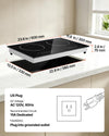 VEVOR Electric Cooktop 24inch 2 Burners Portable Stove Top 1800W 120V, Ceramic Countertop/Built-in Radiant Electric Stove , with 9 Power Levels, Timer, Child Lock, Over-Heat Guard, Touch Control