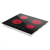 VEVOR Electric Cooktop 24inch 4 Burners Stove Top 6000W 220V No Plug, Ceramic Built-in Radiant Electric Stove , with 11 Power Levels, Over-Heat Guard, Knob Control, for Diverse Cooking Requirements