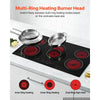VEVOR Electric Cooktop 36inch 5 Burners Stove Top 8900W 220V No Plug, Ceramic Built-in Radiant Electric Stove , with 9 Power Levels, Timer, Child Lock, Over-Heat Guard, Touch Control