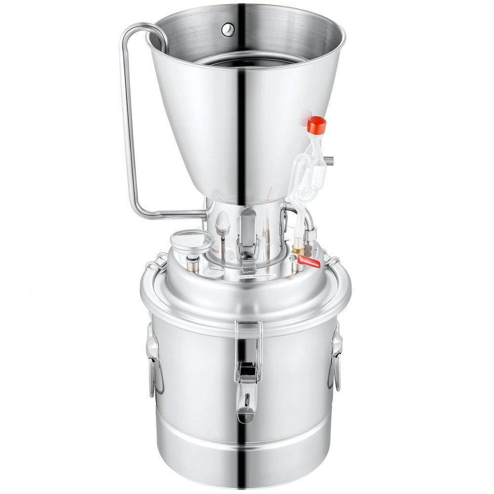 VEVOR Water Alcohol Distiller, 8 Gal/30 L, 304 Stainless Steel Still with 6-Lap Coil & Exhaust Port, Home Distillery Kit with Thermometer Pump, Oxygen-Free Steaming for Purer Whiskey Brandy Essential