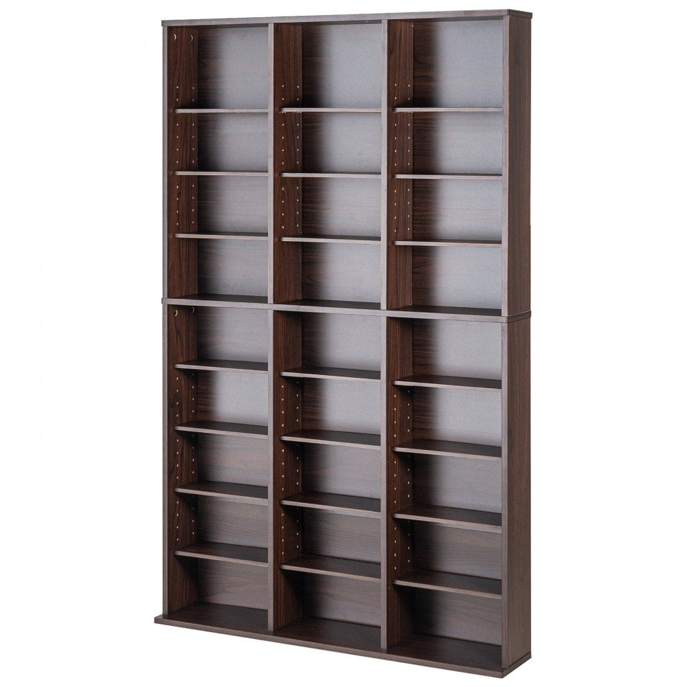 VEVOR Media Storage Cabinet, 9-layer DVD Shelf Holds up to 756 CDs, Adjustable CD Shelves 27 Compartments, Protects & Organizes Music, Movie, Video Games or Memorabilia Collections, Espresso