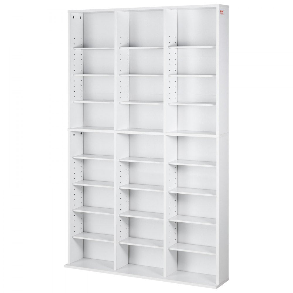 VEVOR Media Storage Cabinet, 9-layer DVD Shelf Holds up to 756 CDs, Adjustable CD Shelves 27 Compartments, Protects & Organizes Music, Movie, Video Games or Memorabilia Collections,White