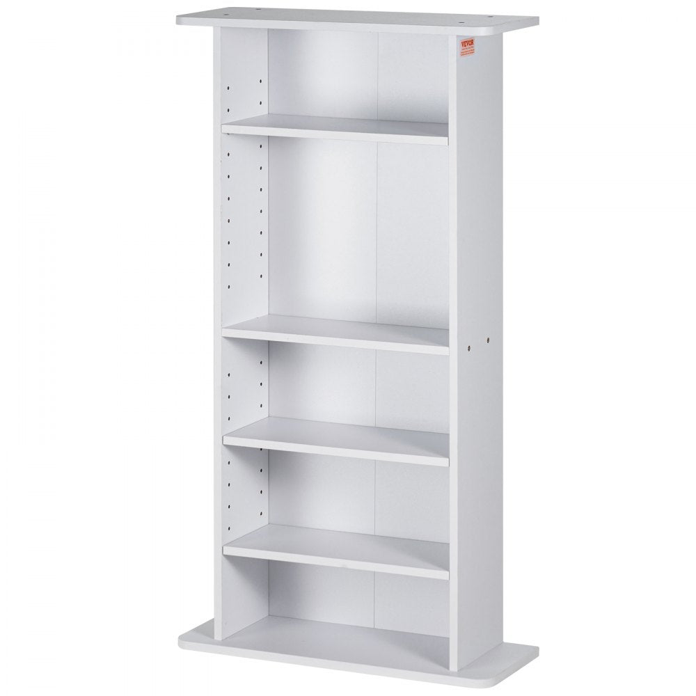 VEVOR Media Storage Cabinet, 5-layer DVD Shelf Holds up to 240 CDs, Adjustable CD Shelves, Protects & Organizes Music, Movie, Video Games or Memorabilia Collections, White