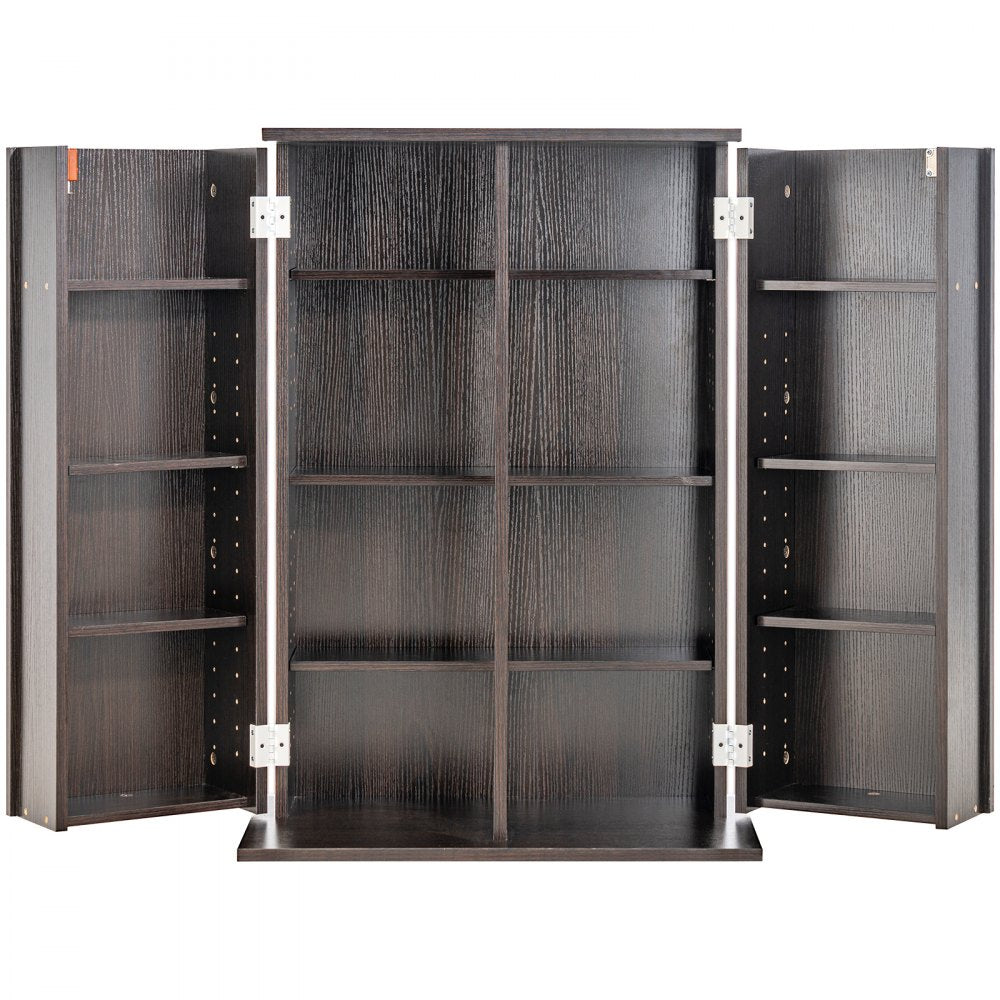 VEVOR Media Storage Cabinet, DVD Cabinet with Doors and Shelves, CD Storage Holds up to 576 CDs, Adjustable DVD Shelf, Protects & Organizes Music, Movie, Video Games or Collections-Espresso