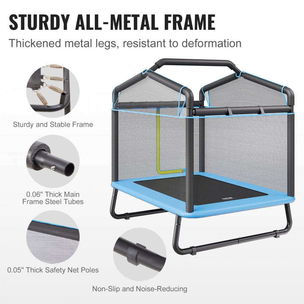VEVOR 6FT Trampoline for Kids, 72" Indoor/Outdoor Toddlers Trampoline, Mini Baby Trampoline with Safety Enclosure Net, Gymnastics Bar, Hammock, Recreational Trampoline Birthday Gift for 3+ Years Kids