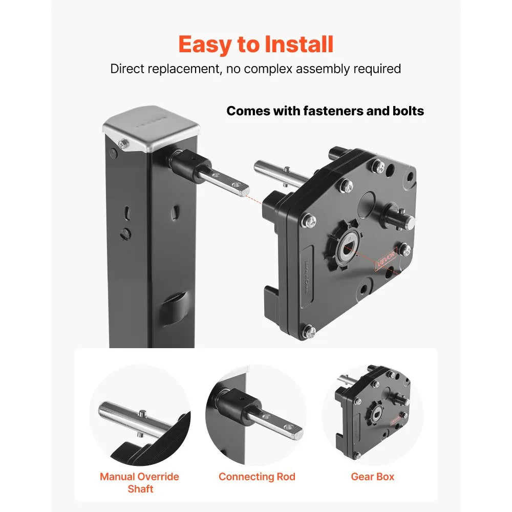 VEVOR RV Fifth Wheel Landing Gear Box 276602, Universal Mount Steel Gearbox Compatible with Lippert Venture, Atwood, Stromberg Carlson Landing Gear Systems, Replace LG-179015, Adjustable Height, Black