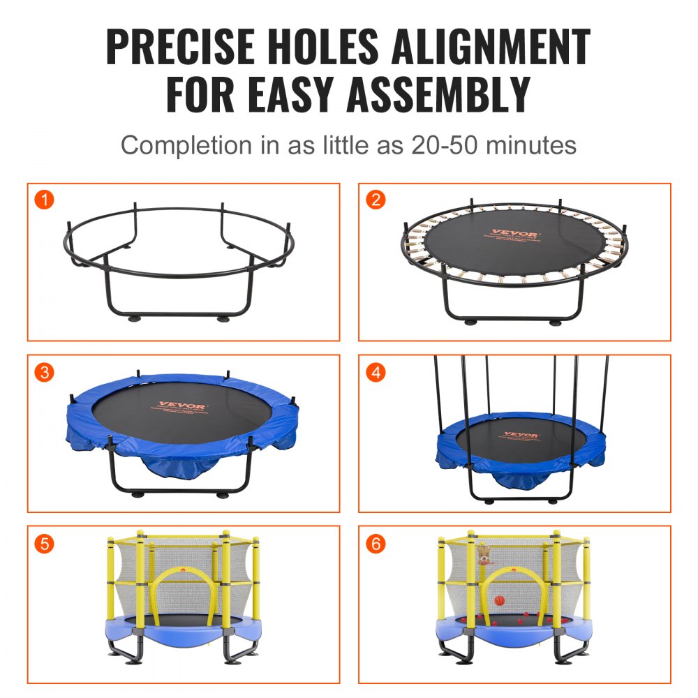 VEVOR 5FT Trampoline for Kids, 60" Indoor Outdoor Trampoline with Safety Enclosure Net, Basketball Hoop and Ocean Balls, Mini Toddler Recreational Trampoline Birthday Gifts for 3+ Years Kids