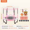 VEVOR 60" Kids Trampoline, 5FT Indoor Outdoor Trampoline, Mini Toddler Recreational Trampolinewith Safety Enclosure Net and Basketball Hoop, Birthday Gifts Christmas Toys for 3+ Years Children, Pink