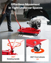 Effortless movement in tight undercar spaces - 360 degree rotating handle and 4 swivel wheels