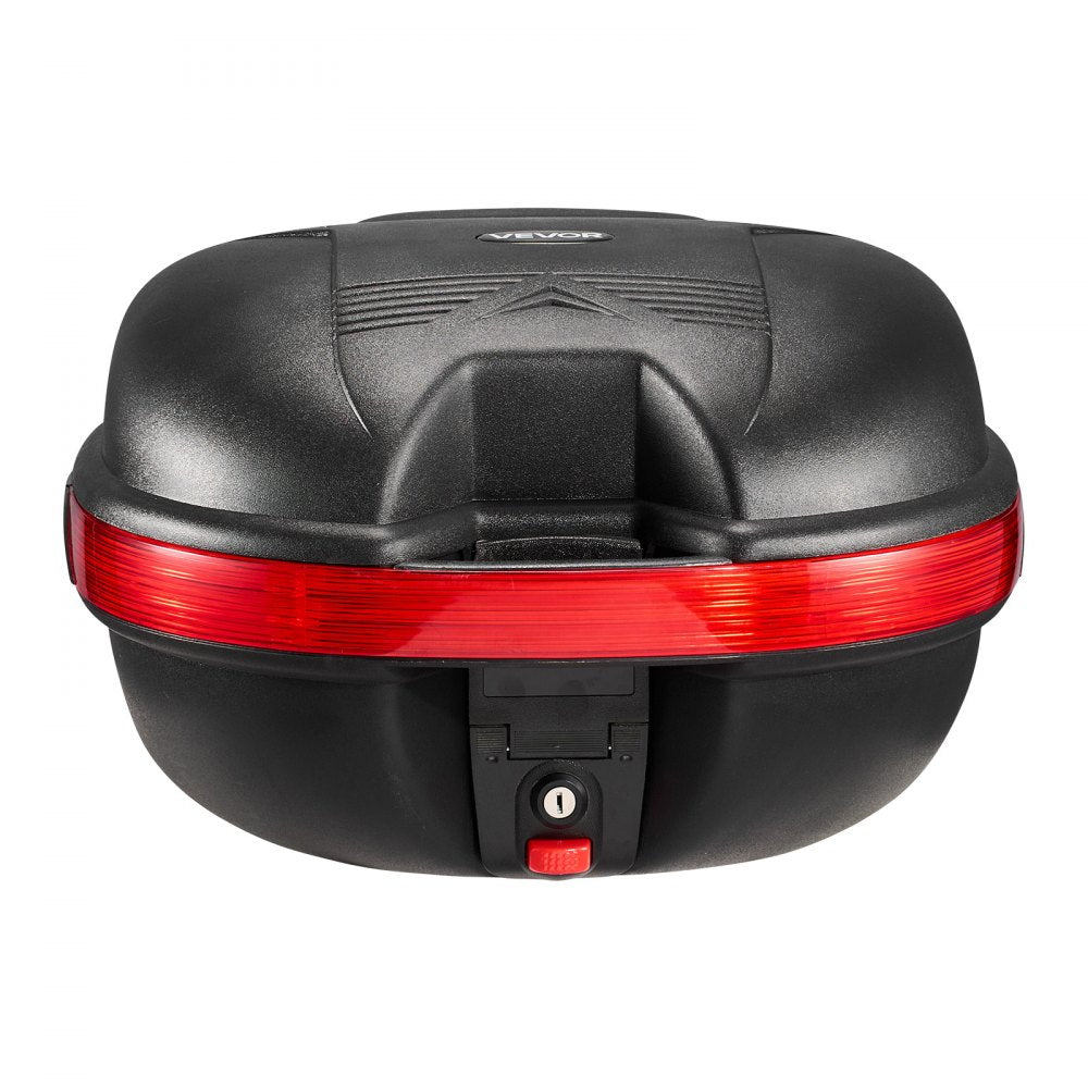 VEVOR Motorcycle Top Case 30L Universal Waterproof PP Motorcycle Tail Case, Detachable Motorbike Top Box with Security Lock & Backrest for Luggage Storage