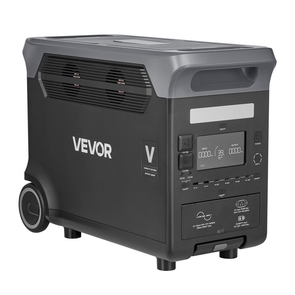 VEVOR Portable Power Station, 3000W Solar Generator Power Station, 3072Wh LiFePO4 Battery Backup with 15 Output Ports for for Home Emergency, Outdoor Camping, RV Travel (Solar Panel NOT Included)