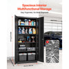 VEVOR Metal Storage Cabinet 68.9 in Lockable Steel Garage Cabinet Black, for Pantry, Warehouse, Basement, Laundry, Office, 5 Tiers Tool Storage with 4 Adjustable Shelves, 2 Magnetic Doors, 2 Keys
