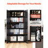 VEVOR Metal Storage Cabinet 68.9 in Lockable Steel Garage Cabinet Black, for Pantry, Warehouse, Basement, Laundry, Office, 5 Tiers Tool Storage with 4 Adjustable Shelves, 2 Magnetic Doors, 2 Keys