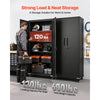 VEVOR Metal Storage Cabinet 72.6 in Rolling Steel Garage Cabinet Black, for Pantry, Warehouse, Basement, Office, 5 Tiers Lockable Tool Storage, with 4 Adjustable Shelves, 2 Magnetic Doors & 2 Keys