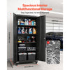VEVOR Metal Storage Cabinet 72.6 in Rolling Steel Garage Cabinet Black, for Pantry, Warehouse, Basement, Office, 5 Tiers Lockable Tool Storage, with 4 Adjustable Shelves, 2 Magnetic Doors & 2 Keys