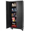 VEVOR Metal Storage Cabinet 72.6 in Rolling Steel Garage Cabinet Black, for Pantry, Warehouse, Basement, Office, 5 Tiers Lockable Tool Storage, with 4 Adjustable Shelves, 2 Magnetic Doors & 2 Keys