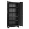 VEVOR Metal Storage Cabinet 72.6 in Rolling Steel Garage Cabinet Black, for Pantry, Warehouse, Basement, Office, 5 Tiers Lockable Tool Storage, with 4 Adjustable Shelves, 2 Magnetic Doors & 2 Keys