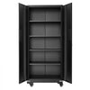 VEVOR Metal Storage Cabinet 72.6 in Rolling Steel Garage Cabinet Black, for Pantry, Warehouse, Basement, Office, 5 Tiers Lockable Tool Storage, with 4 Adjustable Shelves, 2 Magnetic Doors & 2 Keys