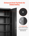 VEVOR Metal Storage Cabinet, 68.9 in Lockable Steel Garage Cabinet with 4 Adjustable Shelves, 2 Magnetic Doors, 2 Keys, 5 Tiers Tool Storage for Pantry, Warehouse, Basement, Laundry, Office, Black
