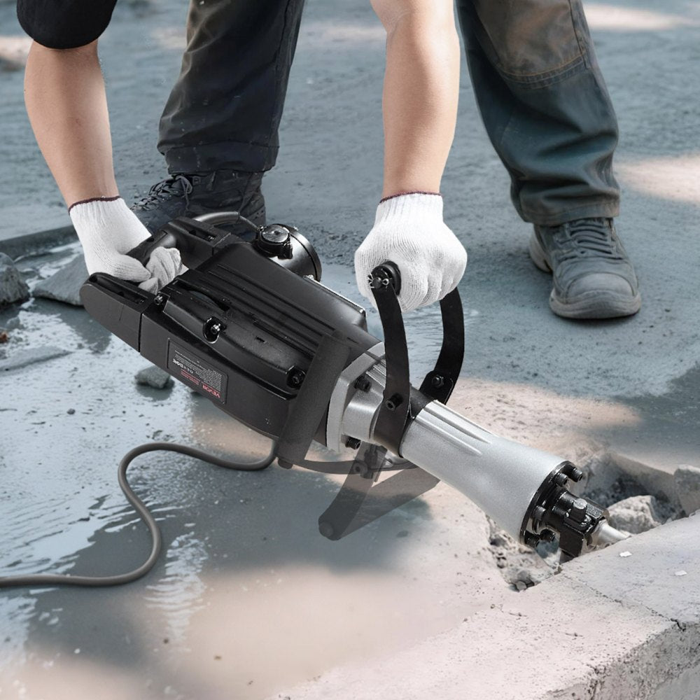 VEVOR Demolition Jack Hammer, 2800 W Powerful Electric Jackhammer, 1200 BPM Concrete Breaker with a Point Chisel, a Flat Chisel, Carrying Case, Gloves, for Concrete, Wall, Brick, Tile and Foundation