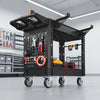 VEVOR Utility Cart, 550 lbs Capacity, 2 Tier Service Cart with 360° Swivel & Fixed Wheels (2 with Brakes), Heavy Duty Plastic Rolling with Tray and Pegboard, Tool Storage for Garage Warehouse Workshop