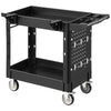 VEVOR Utility Cart, 550 lbs Capacity, 2 Tier Service Cart with 360° Swivel & Fixed Wheels (2 with Brakes), Heavy Duty Plastic Rolling with Tray and Pegboard, Tool Storage for Garage Warehouse Workshop