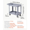 VEVOR Utility Cart, 550 lbs Capacity, 2 Tier Service Cart with 360° Swivel & Fixed Wheels (2 with Brakes), Heavy Duty Plastic Rolling with Storage Tray, Tool Storage for Garage Warehouse Workshop
