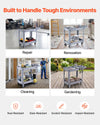 VEVOR Utility Cart, 550 lbs Capacity, 2 Tier Service Cart with 360° Swivel & Fixed Wheels (2 with Brakes), Heavy Duty Plastic Rolling with Storage Tray, Tool Storage for Garage Warehouse Workshop