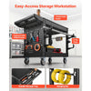 VEVOR Utility Cart, 550 lbs Capacity, 2 Tier Service Cart with 360° Swivel & Fixed Wheels (2 with Brakes), Heavy Duty Plastic Rolling with Tray and Pegboard, Tool Storage for Garage Warehouse, Black