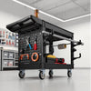 VEVOR Utility Cart, 550 lbs Capacity, 2 Tier Service Cart with 360° Swivel & Fixed Wheels (2 with Brakes), Heavy Duty Plastic Rolling with Tray and Pegboard, Tool Storage for Garage Warehouse, Black