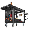 VEVOR Utility Cart, 550 lbs Capacity, 2 Tier Service Cart with 360° Swivel & Fixed Wheels (2 with Brakes), Heavy Duty Plastic Rolling with Tray and Pegboard, Tool Storage for Garage Warehouse, Black