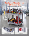 VEVOR Utility Cart, 550 lbs Capacity, 2 Tier Service Cart with 360° Swivel & Fixed Wheels (2 with Brakes), Heavy Duty Plastic Rolling with Storage Tray, Tool Storage for Garage Warehouse Workshop Gray