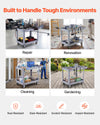 VEVOR Utility Cart, 550 lbs Capacity, 2 Tier Service Cart with 360° Swivel & Fixed Wheels (2 with Brakes), Heavy Duty Plastic Rolling with Storage Tray, Tool Storage for Garage Warehouse Workshop Gray
